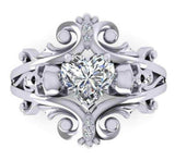 R297 Silver Heart Gem Rhinestone Ring - Iris Fashion Jewelry