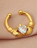 P149 Gold Crystal Gemstone Heart Hands Nose Ring - Iris Fashion Jewelry