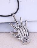 N1055 Silver Hand Red Eye Necklace - Iris Fashion Jewelry
