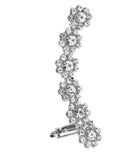 E266 Silver Rhinestone Flower Ear SINGLE Cuff - Iris Fashion Jewelry