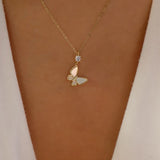 N226 Gold Dainty Butterfly Rhinestone Necklace FREE Earrings - Iris Fashion Jewelry