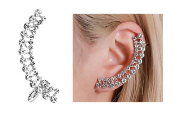 E1329 Silver Rhinestone Ear SINGLE Cuff - Iris Fashion Jewelry