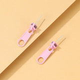 E1918 Light Pink Metal Zipper Earrings - Iris Fashion Jewelry