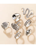RS86 Silver Color 7 pc. Ring Set - Iris Fashion Jewelry