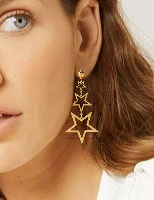 E892 Gold Cutout Star Earrings - Iris Fashion Jewelry
