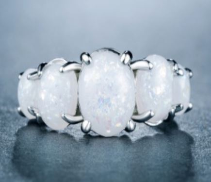 R371 Silver Opal Gemstone Ring - Iris Fashion Jewelry