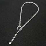 N2183 Silver Chain Link Adjustable Necklace with FREE Earrings - Iris Fashion Jewelry