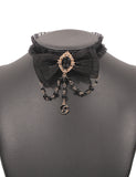 N678 Gold Black Gemstone Bow Pearls Choker Necklace with FREE EARRINGS - Iris Fashion Jewelry