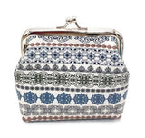 G166 White & Blue Festive Clasp Coin Purse - Iris Fashion Jewelry