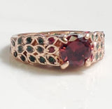 R335 Rose Gold Red Gem Multi Rhinestone Ring - Iris Fashion Jewelry