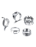 RS93 Silver Color 5 pc. Ring Set - Iris Fashion Jewelry