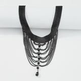 N2129 Black Chain Scalloped Choker Necklace with FREE EARRINGS - Iris Fashion Jewelry