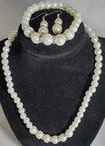 N2211 Silver Pearl Rhinestone Accent Necklace FREE Earrings & FREE Bracelet - Iris Fashion Jewelry