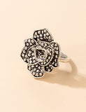 R445 Silver Decorated Rose Ring - Iris Fashion Jewelry