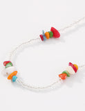 N1012 Clear Seed Bead Multi Color Stone Necklace with FREE Earrings - Iris Fashion Jewelry