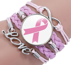 B261 Pink Layered Breast Cancer Awareness Bracelet - Iris Fashion Jewelry