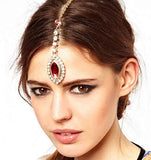 H578 Gold Red Gemstone Rhinestone Forehead Jewelry - Iris Fashion Jewelry