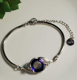 B106 Silver Iridescent Blue Gemstone Peacock Bracelet S925 - Iris Fashion Jewelry