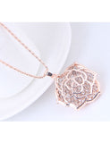 N918 Rose Gold Rhinestone Rose Necklace with Free Earrings - Iris Fashion Jewelry