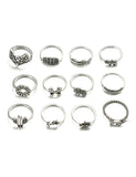 RS94 Silver Color 12 pc. Ring Set - Iris Fashion Jewelry