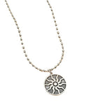 N581 Silver Sun on Beaded Chain Necklace with FREE EARRINGS - Iris Fashion Jewelry