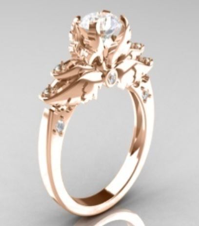 R600 Rose Gold Tiered Rhinestone Ring - Iris Fashion Jewelry