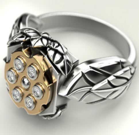 R342 Silver Gold Accent Revolver Design Ring - Iris Fashion Jewelry