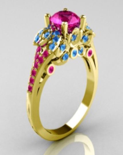 R618 Gold Pink Gemstone Rhinestone Ring - Iris Fashion Jewelry