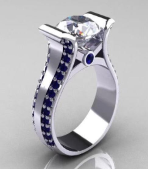 R42 Silver Blue Rhinestones Ring - Iris Fashion Jewelry