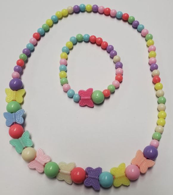 L467 Colorful Butterflies Necklace & Bracelet Set - Iris Fashion Jewelry