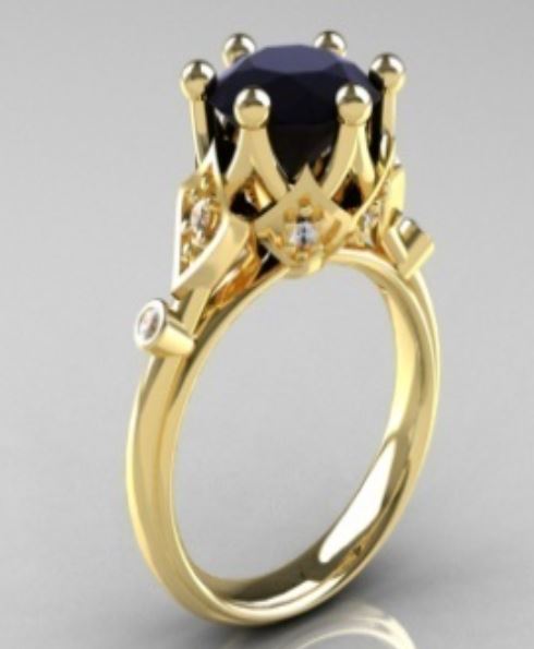 R110 Gold Black Gemstone Ring - Iris Fashion Jewelry