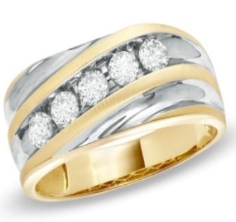 R617 Silver & Gold Rhinestone Band Ring - Iris Fashion Jewelry