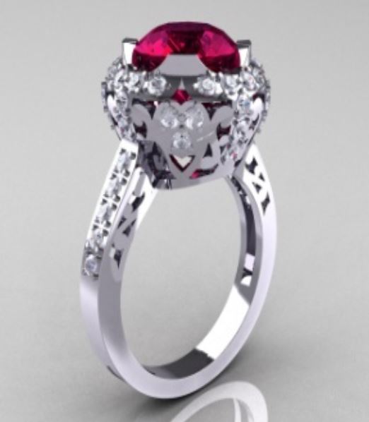R234 Silver Red Gemstone Rhinestone Ring - Iris Fashion Jewelry