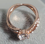 R652 Rose Gold Rhinestone Ring - Iris Fashion Jewelry