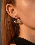 E1604 Gold Leaf Jacket Style Earrings - Iris Fashion Jewelry