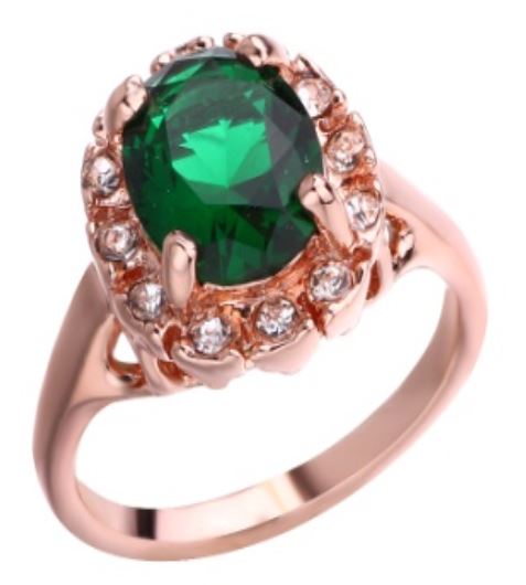 R60 Rose Gold Green Gemstone Ring - Iris Fashion Jewelry