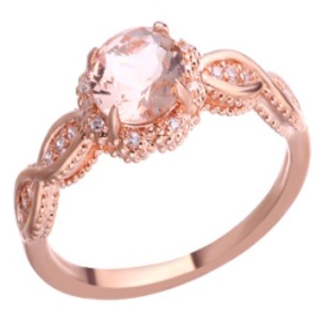 R619 Rose Gold Champagne Gemstone Rhinestone Ring - Iris Fashion Jewelry