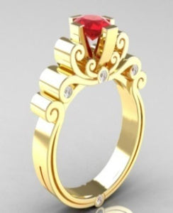 R106 Gold Red Gemstone Ring - Iris Fashion Jewelry