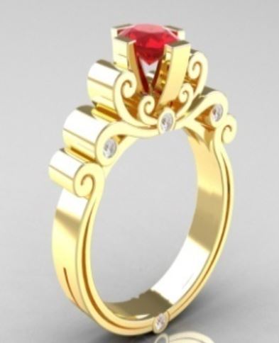 R106 Gold Red Gemstone Ring - Iris Fashion Jewelry