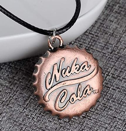 AZ372 Bronze Cola Bottle Cap on Leather Cord Necklace with FREE EARRINGS