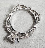 R729 Silver Geometric Design Rhinestone Ring - Iris Fashion Jewelry