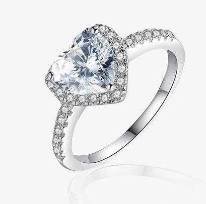 R44 Silver Heart Rhinestone Ring - Iris Fashion Jewelry