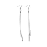 E455 Silver White Leather Like Dangle Earrings - Iris Fashion Jewelry