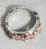 R722 Silver Rose Gold Flower Gemstone Ring - Iris Fashion Jewelry
