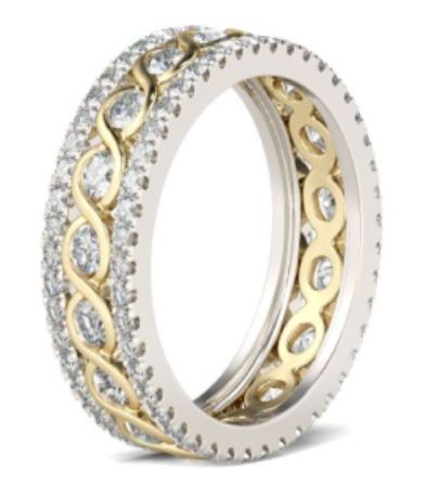 R270 Silver & Gold Rhinestone Band Ring - Iris Fashion Jewelry