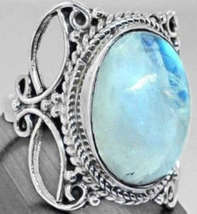 R355 Silver Blue Opal Gem Ring - Iris Fashion Jewelry