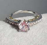R358 Silver Rhinestone Gold Accent Ring - Iris Fashion Jewelry