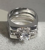 R72 Silver 3 Piece Rhinestone Ring Set - Iris Fashion Jewelry