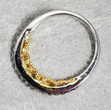 R515 Silver Gold Accent Rhinestone Band Ring - Iris Fashion Jewelry