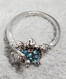 R719 Silver Blue Rhinestone Turtle Ring - Iris Fashion Jewelry